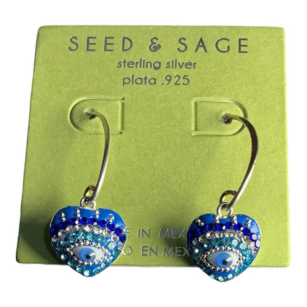 Sterling Silver Evil Eye dangle earrings